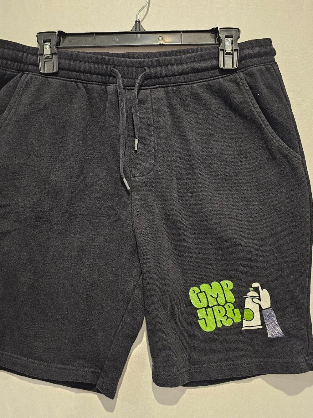 Empyre Tarnish Sweat Shorts Men's Size L Black Graffiti Print Cotton